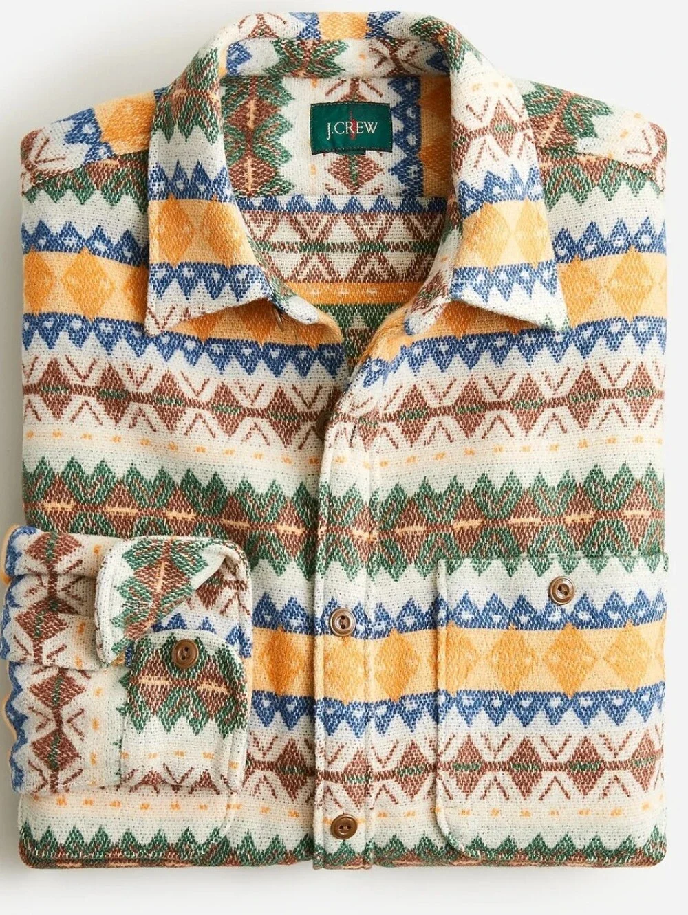 J. Crew Fair Isle Workshirt Men’s Patterned Button-Up Shirt Size Small